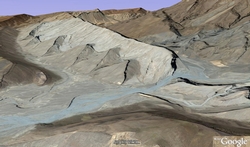 Dipping layers in Pakistan in Google Earth 3D