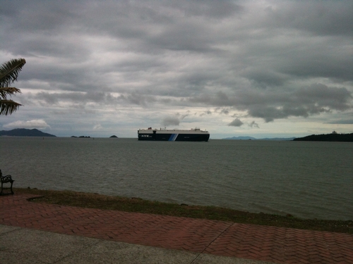 A Panamax ship about to enter the Panama Canal.