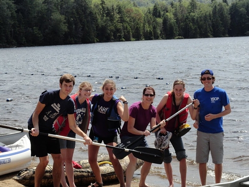Left to right, Chris Kline, Abby Koppa, Jackie Specht, Ashleigh Smythe, Kristin Forgrave and JJ Liebow at Nick's Lake in the Adirondacks.