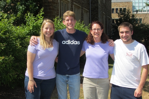 Summer research team, 2012:  L to R: Rebecca Knipp '13, Doug Santoro '14, Ashleigh Smythe, Ethan Ayres '13.