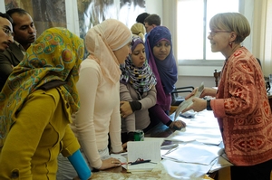Barb with Egyptian graduate students in Damanhur